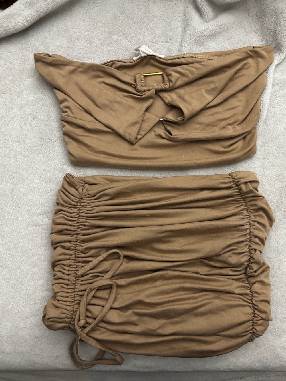 Women’s Ruched Tan Skirt - Minimalist Summer Style